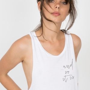 Luciana "...and so it is" white muscle tank